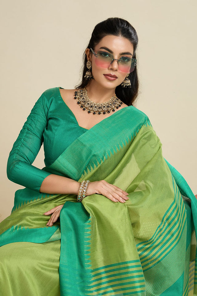 Green Woven Art Silk Saree (Eth_SR_26)