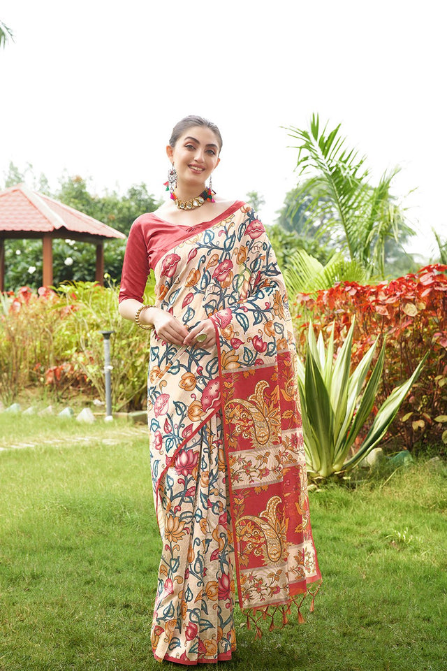 Multi Color Floral Printed Art Silk Saree (Eth_SR_267)