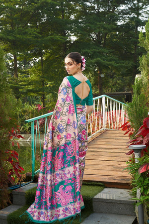 Multi Color Floral Printed Art Silk Saree (Eth_SR_268)
