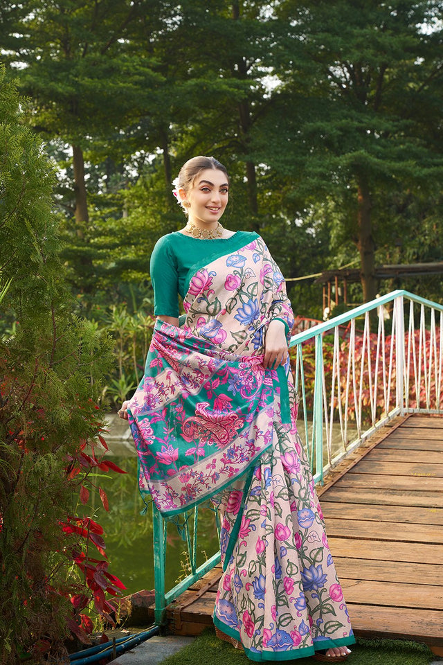 Multi Color Floral Printed Art Silk Saree (Eth_SR_268)