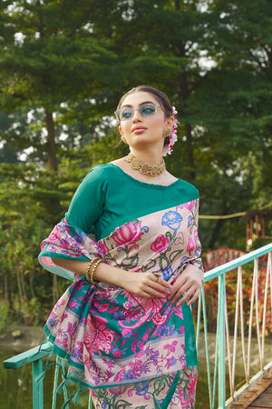 Multi Color Floral Printed Art Silk Saree (Eth_SR_268)