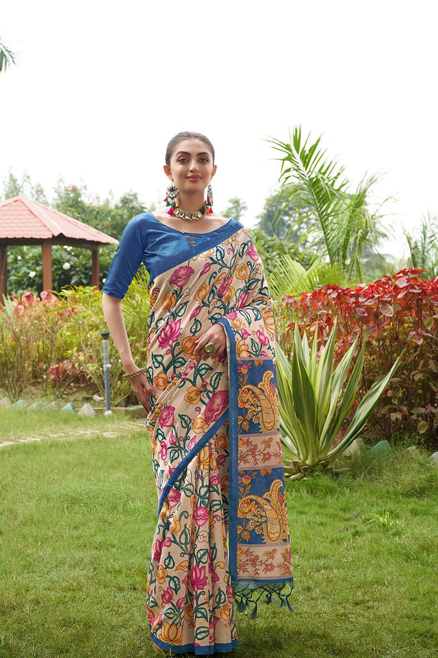 Multi Color Floral Printed Art Silk Saree (Eth_SR_269)