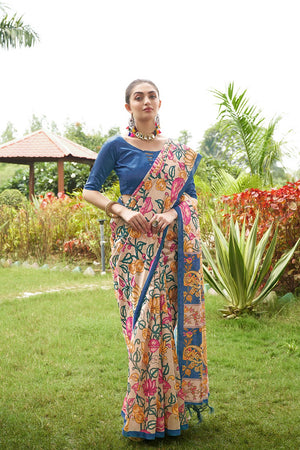 Multi Color Floral Printed Art Silk Saree (Eth_SR_269)