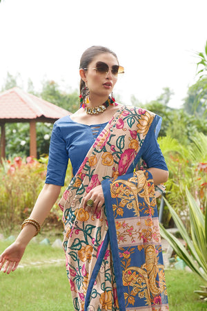 Multi Color Floral Printed Art Silk Saree (Eth_SR_269)