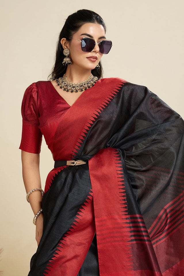 Black Woven Art Silk Saree (Eth_SR_27)