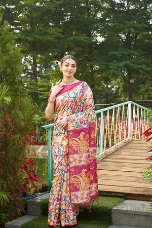 Multi Color Floral Printed Art Silk Saree (Eth_SR_270)