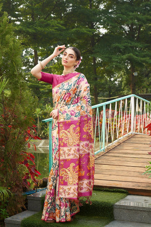 Multi Color Floral Printed Art Silk Saree (Eth_SR_270)