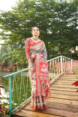 Multi Color Printed Art Silk Saree (Eth_SR_275)