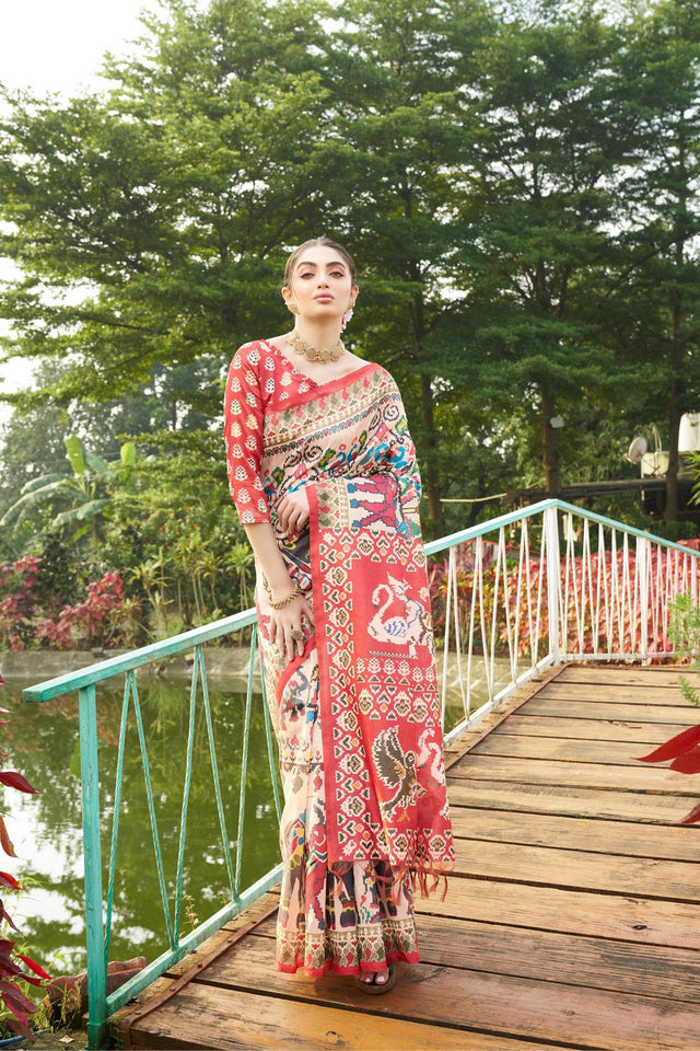 Multi Color Printed Art Silk Saree (Eth_SR_275)