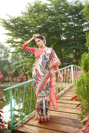 Multi Color Printed Art Silk Saree (Eth_SR_275)