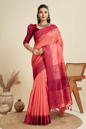 Pink Woven Art Silk Saree (Eth_SR_28)