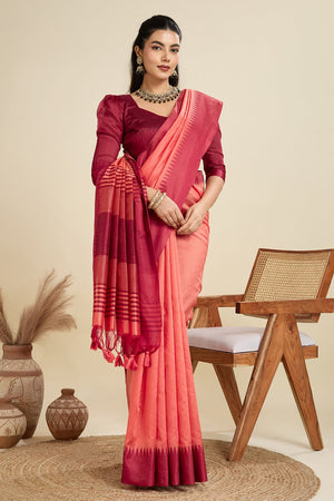 Pink Woven Art Silk Saree (Eth_SR_28)