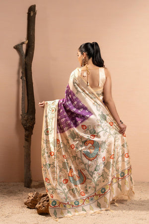 Purple Printed Art Silk Saree (Eth_SR_280)