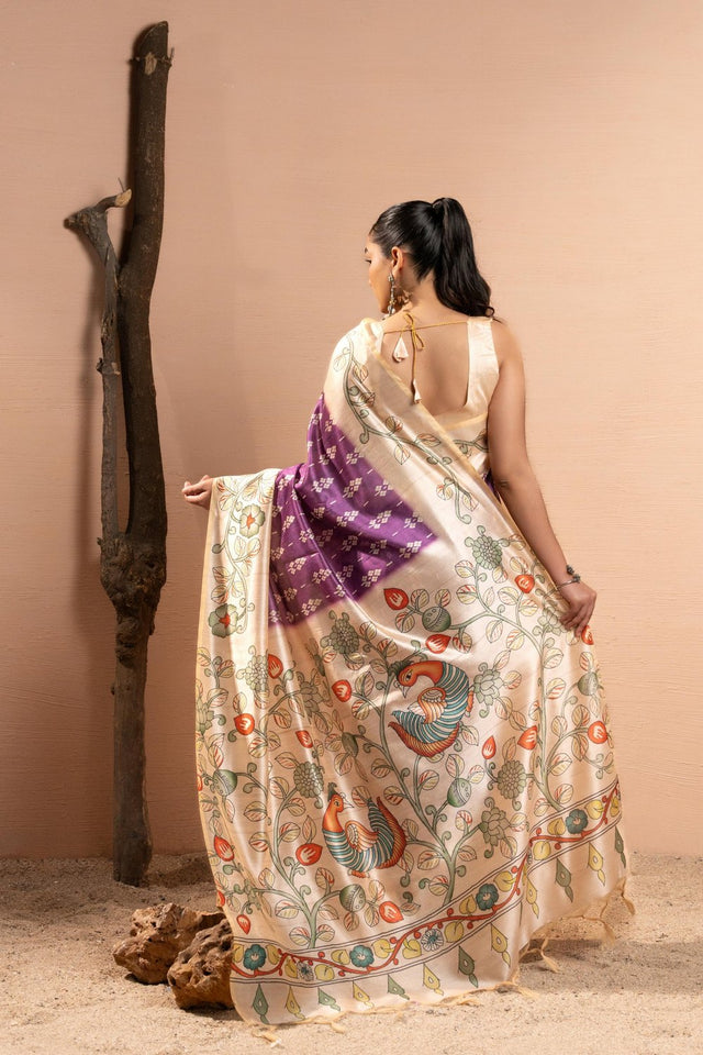 Purple Printed Art Silk Saree (Eth_SR_280)