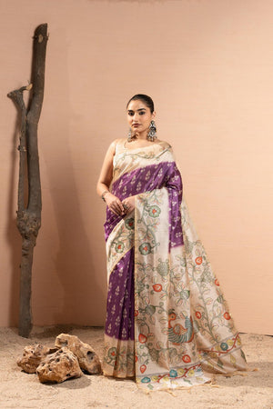 Purple Printed Art Silk Saree (Eth_SR_280)