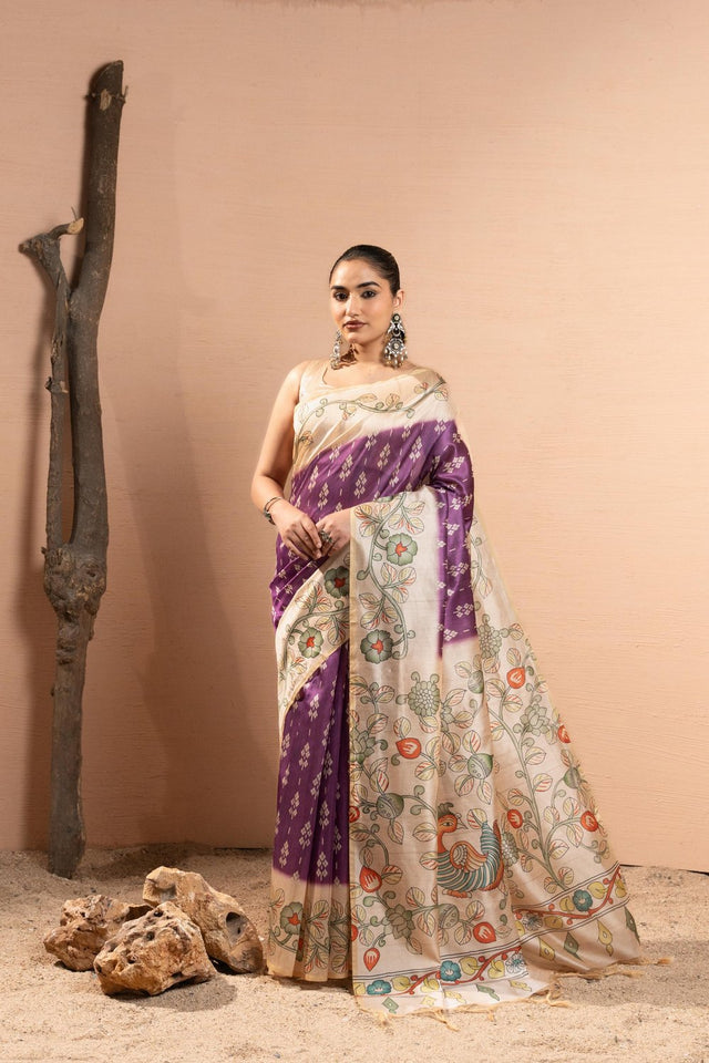 Purple Printed Art Silk Saree (Eth_SR_280)