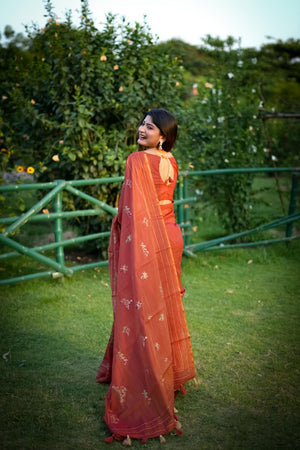 Orange Woven Art Silk Saree (Eth_SR_31)