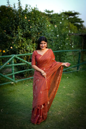 Orange Woven Art Silk Saree (Eth_SR_31)