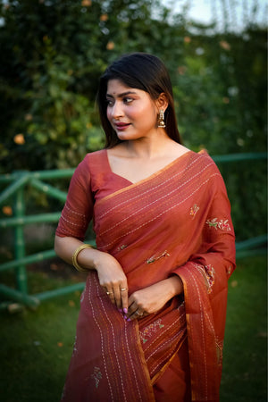 Orange Woven Art Silk Saree (Eth_SR_31)