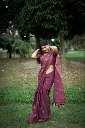 Purple Woven Art Silk Saree (Eth_SR_32)