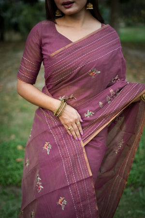 Purple Woven Art Silk Saree (Eth_SR_32)