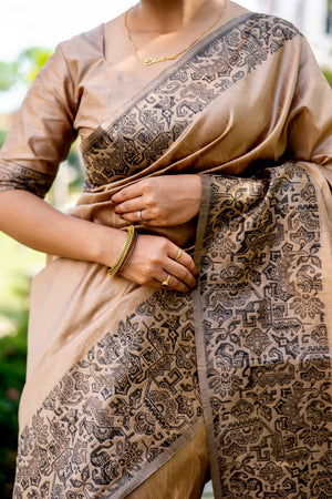 Beige Woven Art Silk Saree (Eth_SR_33)