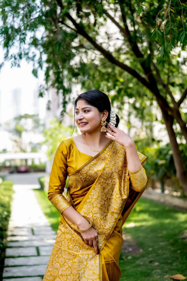 Mustard Woven Art Silk Saree (Eth_SR_34)