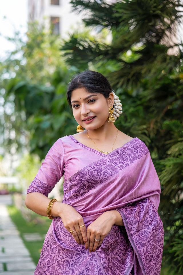 Lavender Woven Art Silk Saree (Eth_SR_35)