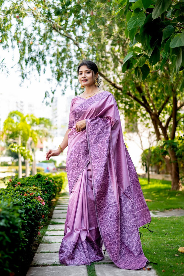 Lavender Woven Art Silk Saree (Eth_SR_35)