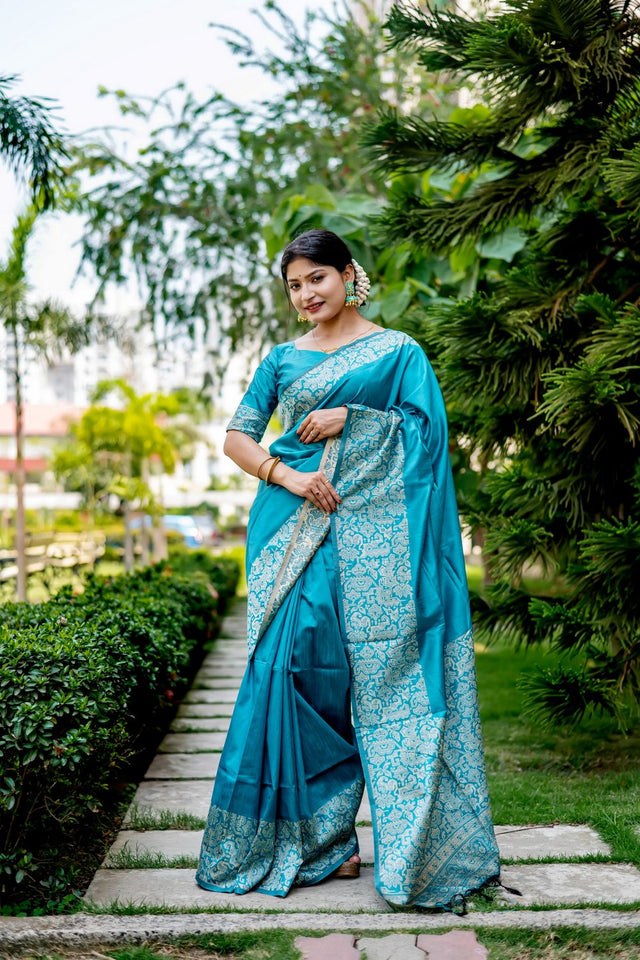 Blue Woven Art Silk Saree (Eth_SR_36)