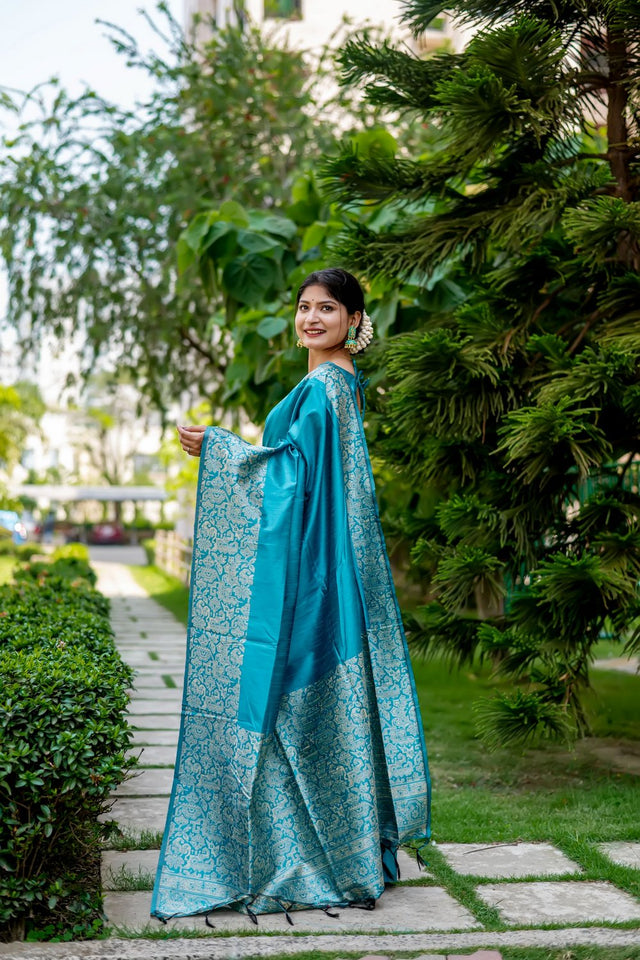 Blue Woven Art Silk Saree (Eth_SR_36)