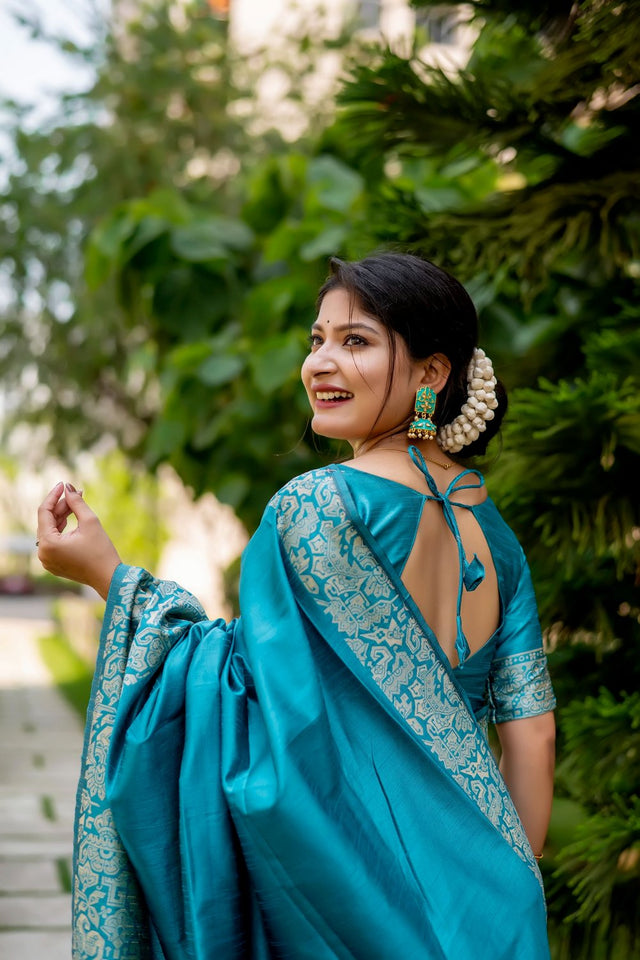 Blue Woven Art Silk Saree (Eth_SR_36)
