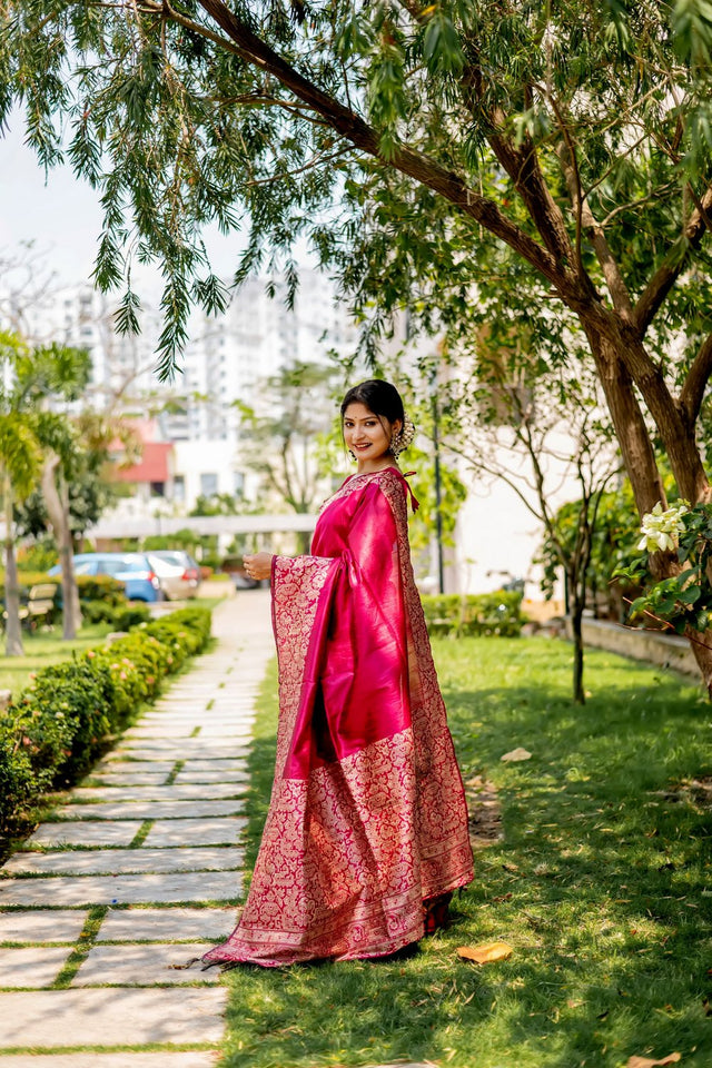 Pink Woven Art Silk Saree (Eth_SR_38)