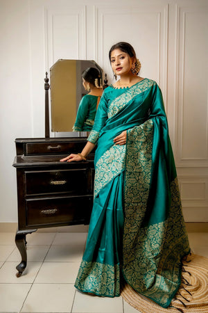 Turquoise Woven Art Silk Saree (Eth_SR_39)