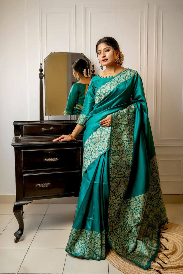 Turquoise Woven Art Silk Saree (Eth_SR_39)