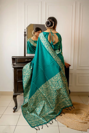 Turquoise Woven Art Silk Saree (Eth_SR_39)