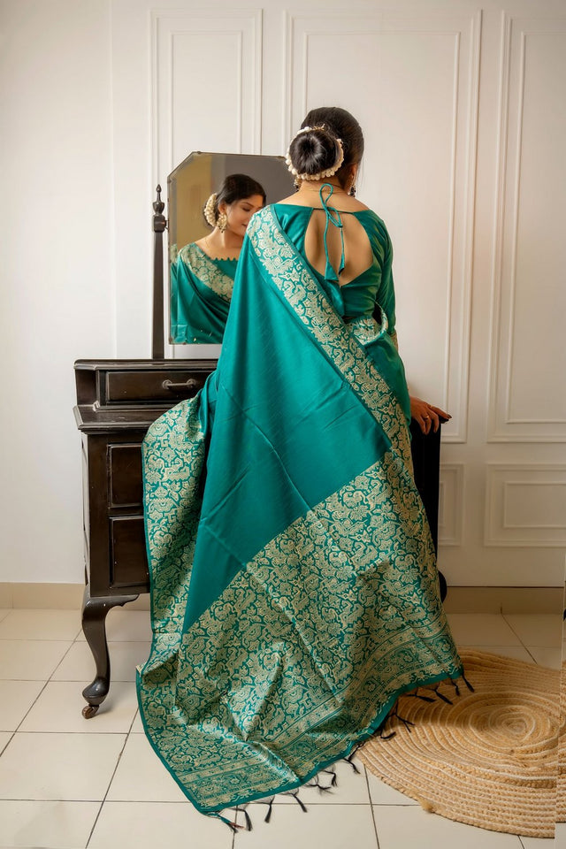 Turquoise Woven Art Silk Saree (Eth_SR_39)