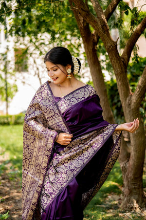 Purple Woven Art Silk Saree (Eth_SR_40)