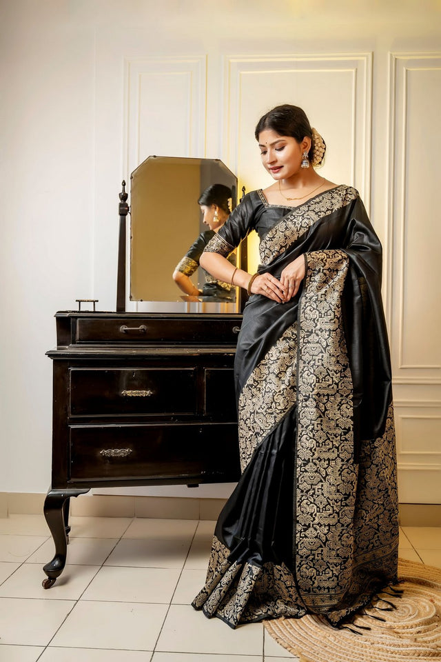 Black Woven Art Silk Saree (Eth_SR_42)