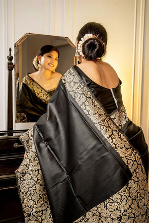 Black Woven Art Silk Saree (Eth_SR_42)