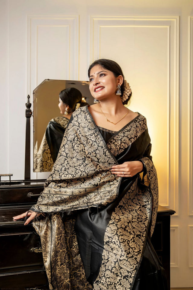 Black Woven Art Silk Saree (Eth_SR_42)