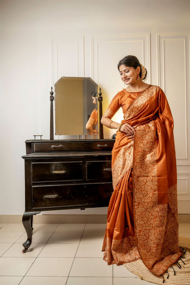 Orange Woven Art Silk Saree (Eth_SR_43)