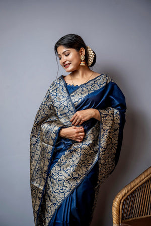 Navy Blue Woven Art Silk Saree (Eth_SR_45)