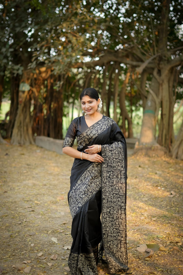Black Woven Art Silk Saree (Eth_SR_46)