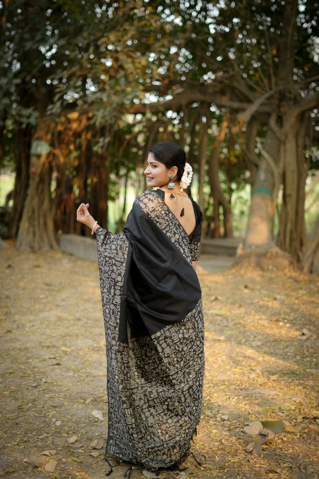 Black Woven Art Silk Saree (Eth_SR_46)
