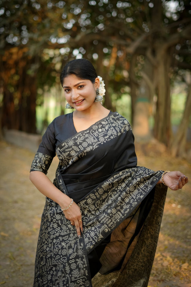 Black Woven Art Silk Saree (Eth_SR_46)