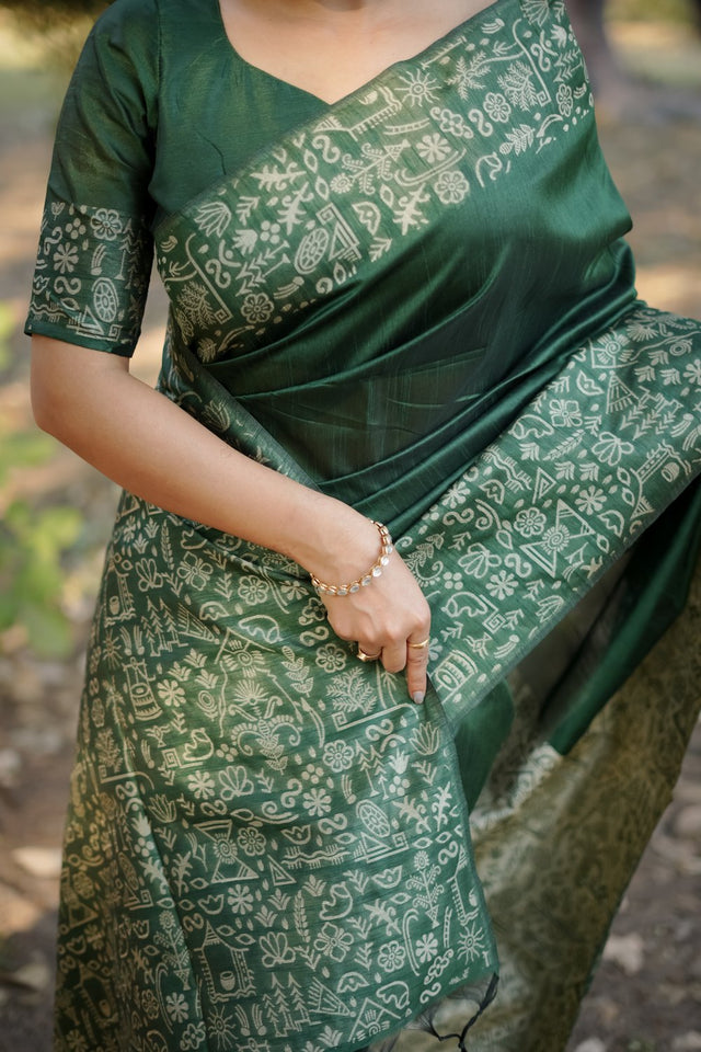 Green Woven Art Silk Saree (Eth_SR_47)
