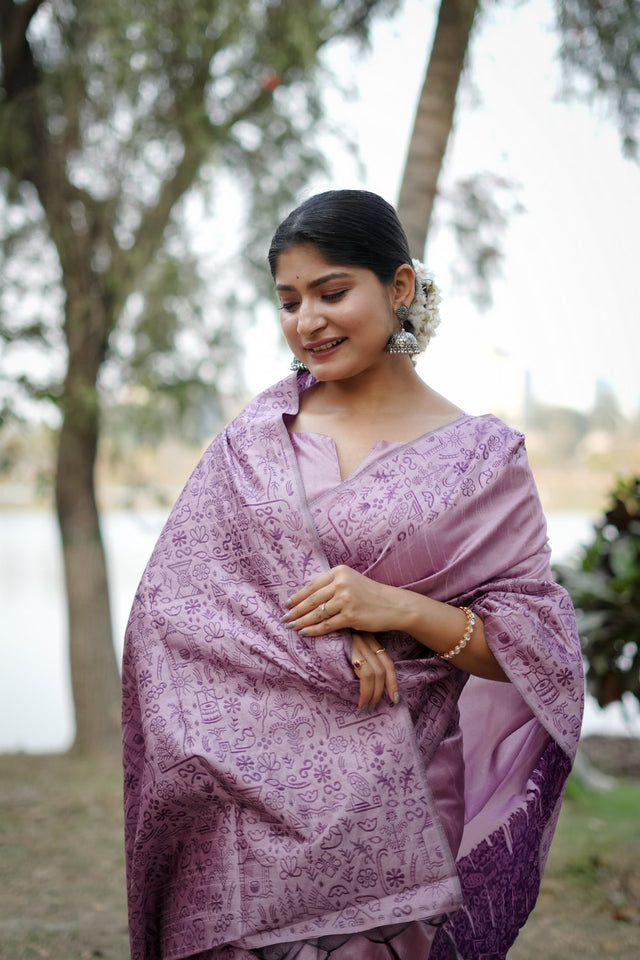 Lavender Woven Art Silk Saree (Eth_SR_49)