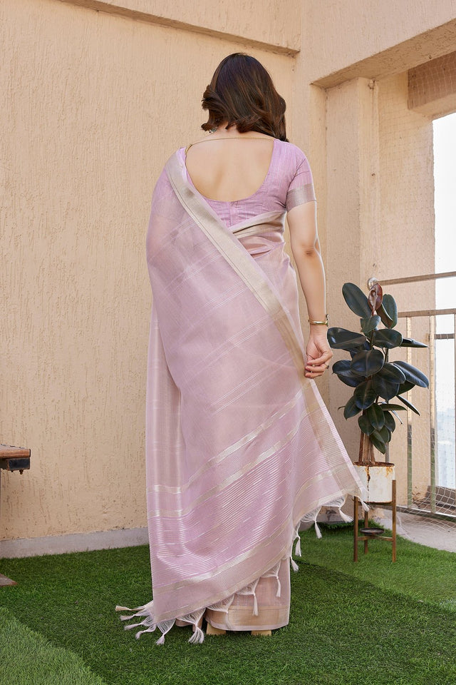 Purple Woven Silk Blend Saree (Eth_SR_5)