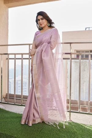 Purple Woven Silk Blend Saree (Eth_SR_5)